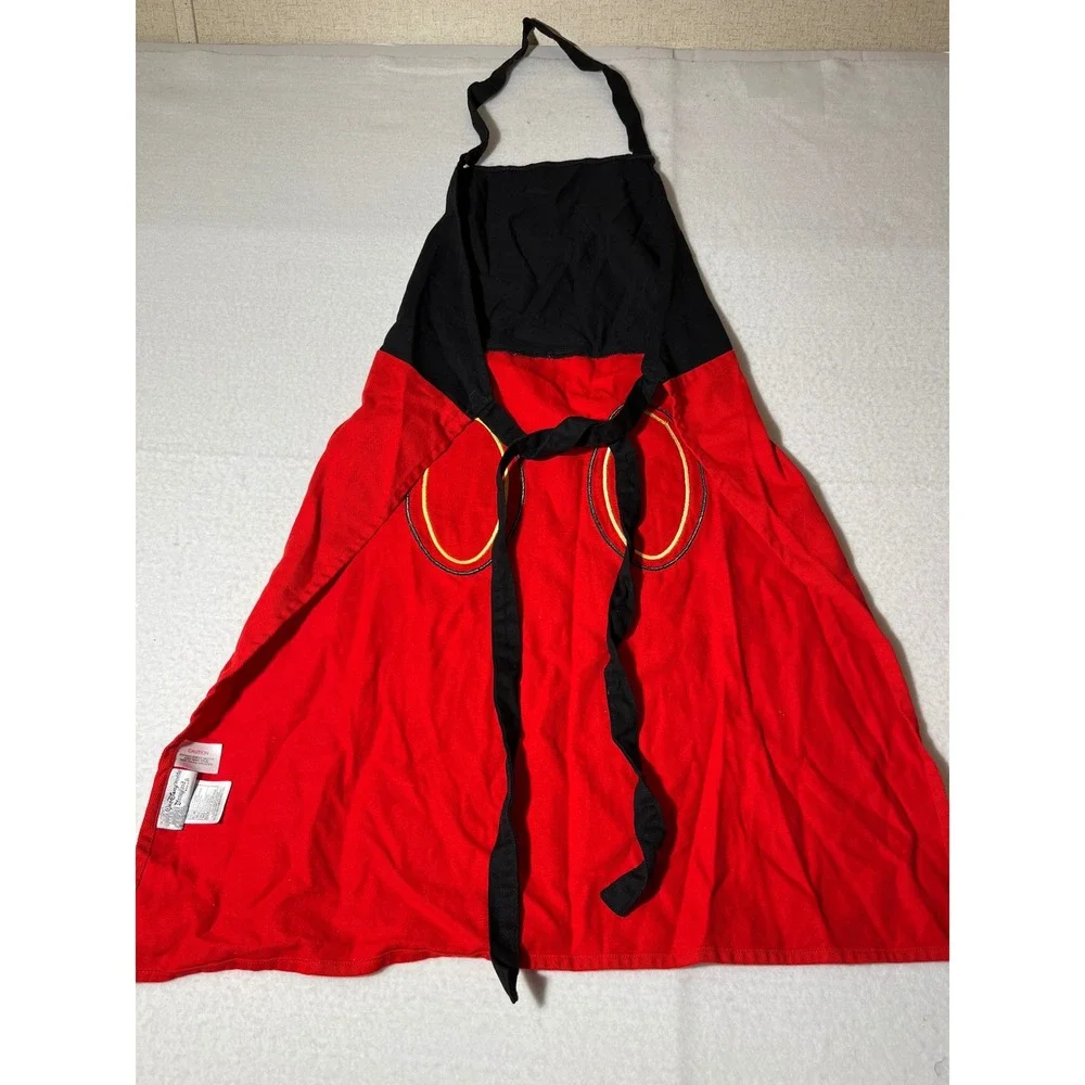 Walt Disney World Mickey Mouse Apron Disneyland Resort Red Black 100% Cotton